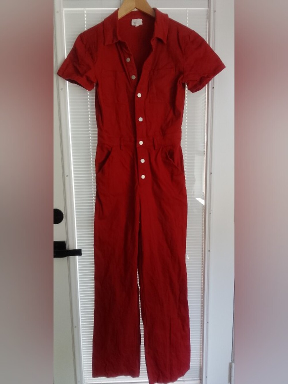 Dee Elly Red RUST Short-Sleeve One-Piece Jumpsuit XS